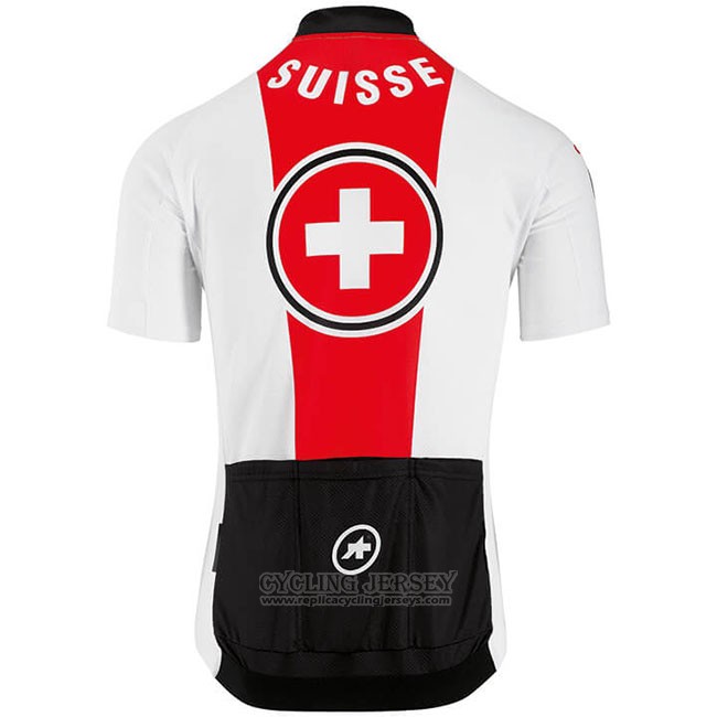2018 Cycling Jersey Switzerland Red White Short Sleeve and Bib Short